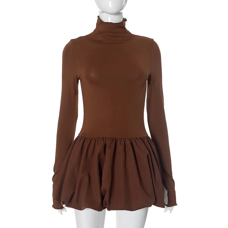 Long Sleeve Turtleneck Bud Mini Dress Mssaz Desses