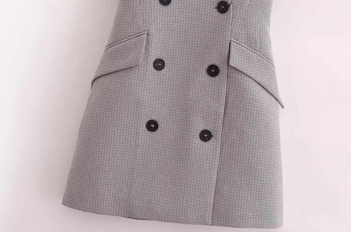 Plaid Halter Sleeveless Button Dress Mssaz Desses