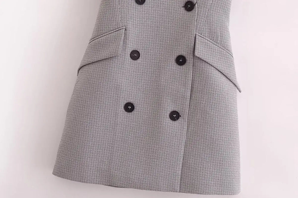 Plaid Halter Sleeveless Button Dress Mssaz Desses
