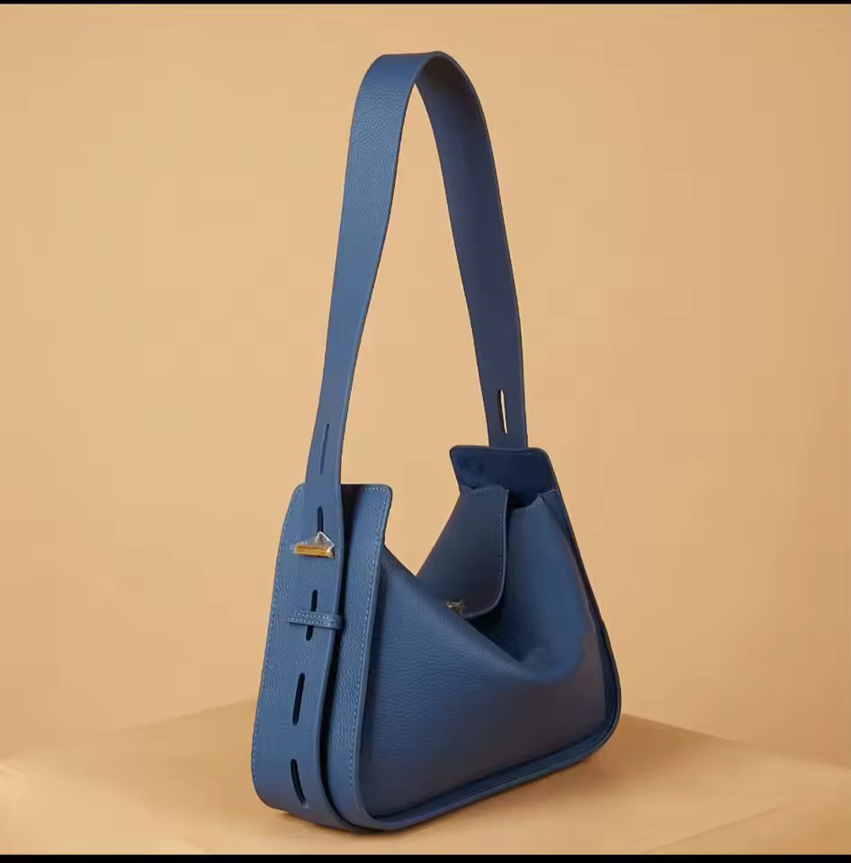 Luxury Head Layer Cowhide Leather Wide Shoulder Strap Large Capacity Bag Mssza