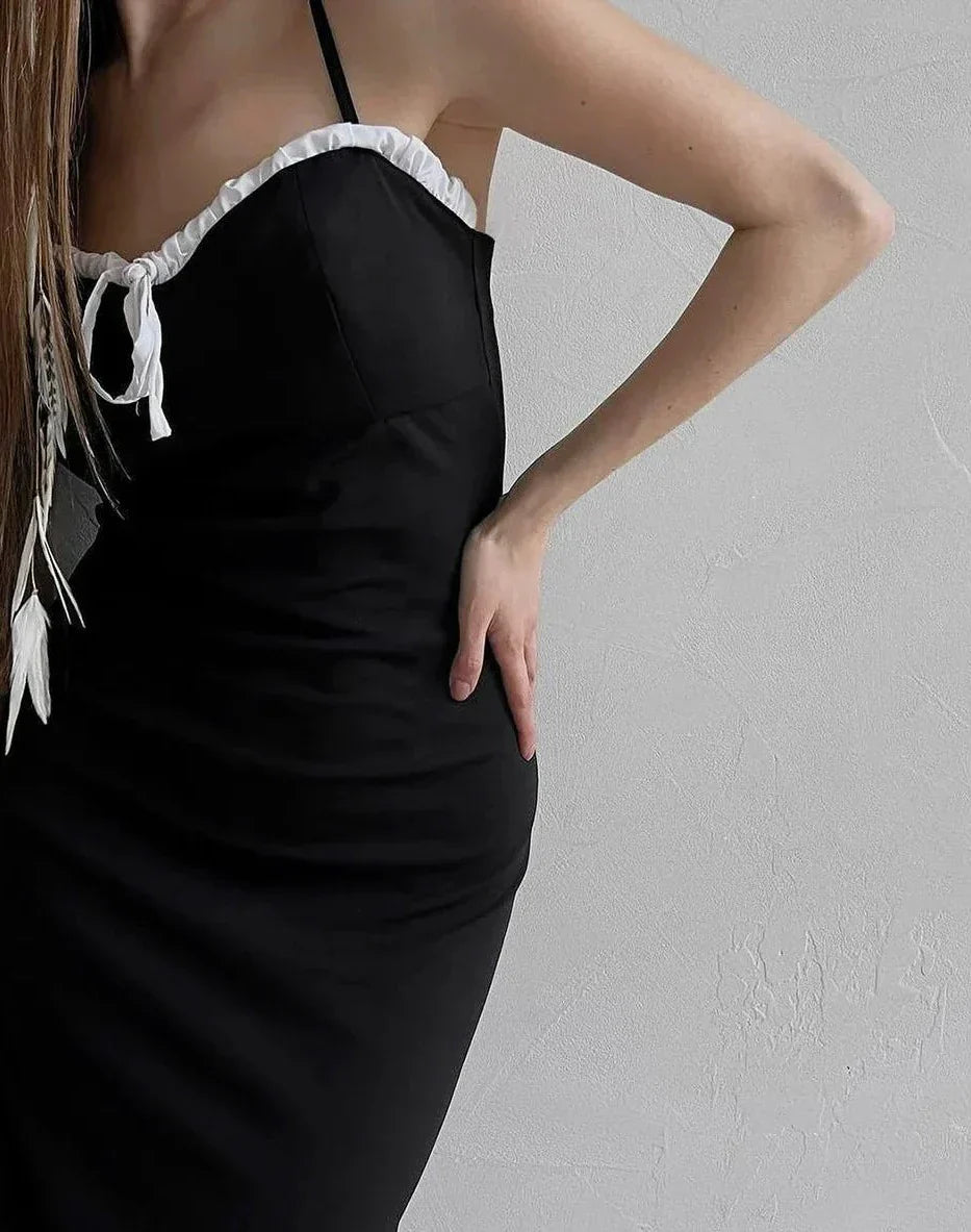 Open Back Lace Patchwork Black Maxi Dress Mssaz Desses