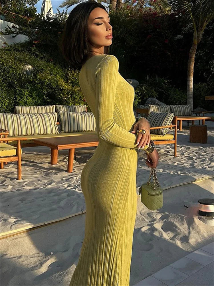 Ribbed Long Sleeve Maxi Dress Mssaz Desses