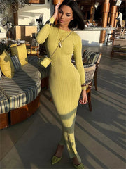 Ribbed Long Sleeve Maxi Dress Mssaz Desses