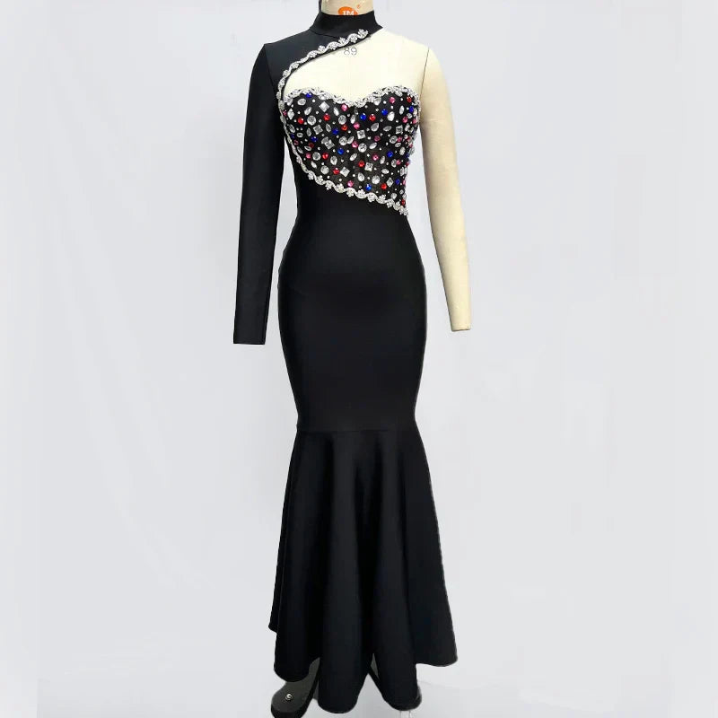 Black Diamond Maxi Dress Turtleneck Mssaz Desses