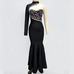 Black Diamond Maxi Dress Turtleneck Mssaz Desses