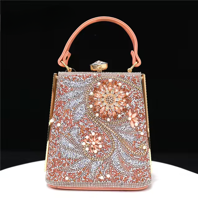Water Diamond Print Pearl Luxury Party Handbag Mssza