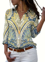 Fashionable Cactus Design Single-Breasted Women's Shirt Mssza