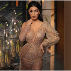 Gold Stamping Night Party Long Sleeve Dress Mssaz Desses