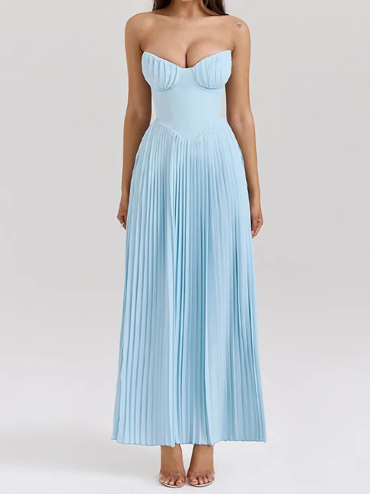 Pleated Maxi Dress Mssaz Desses