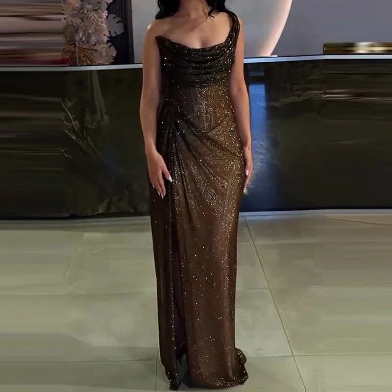 Sequin Off Shoulder Sleeveless Cocktail Party Outfit Mssaz Desses