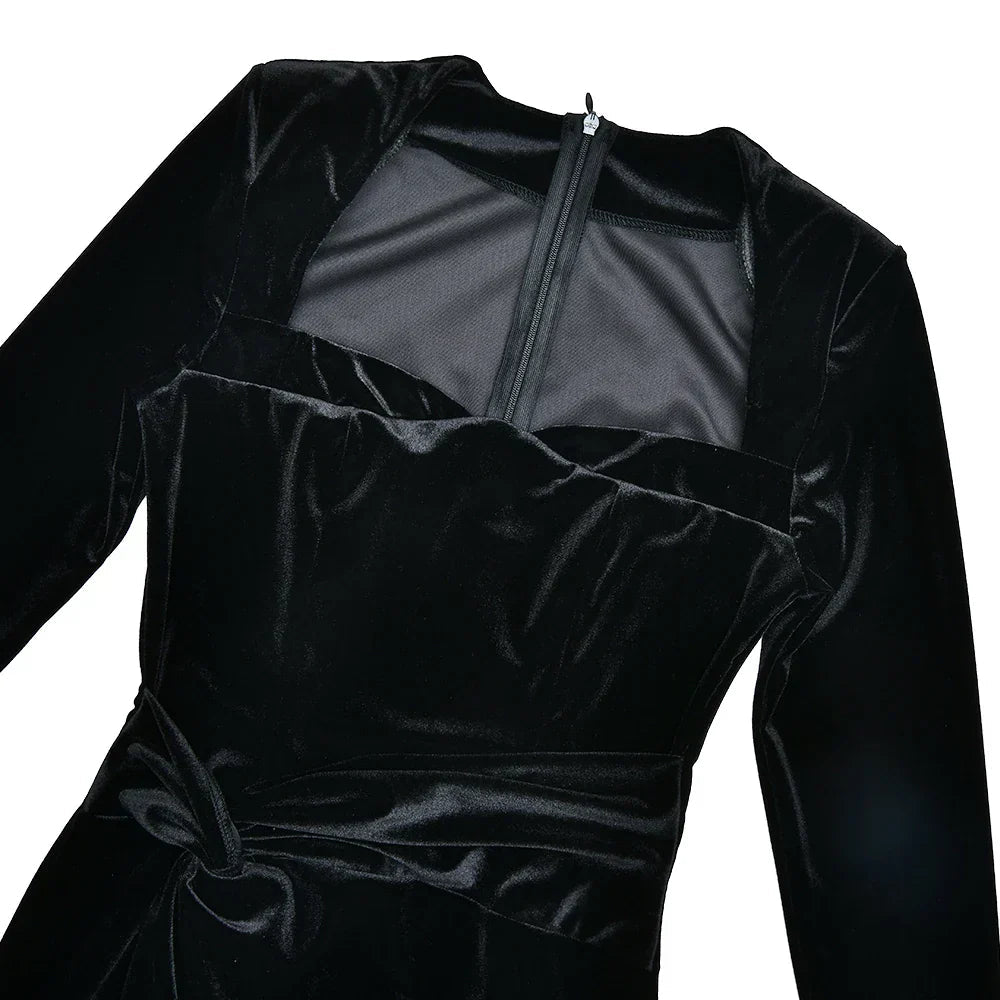 Velvet Elastic Tight Long Sleeved Dress Mssaz Desses
