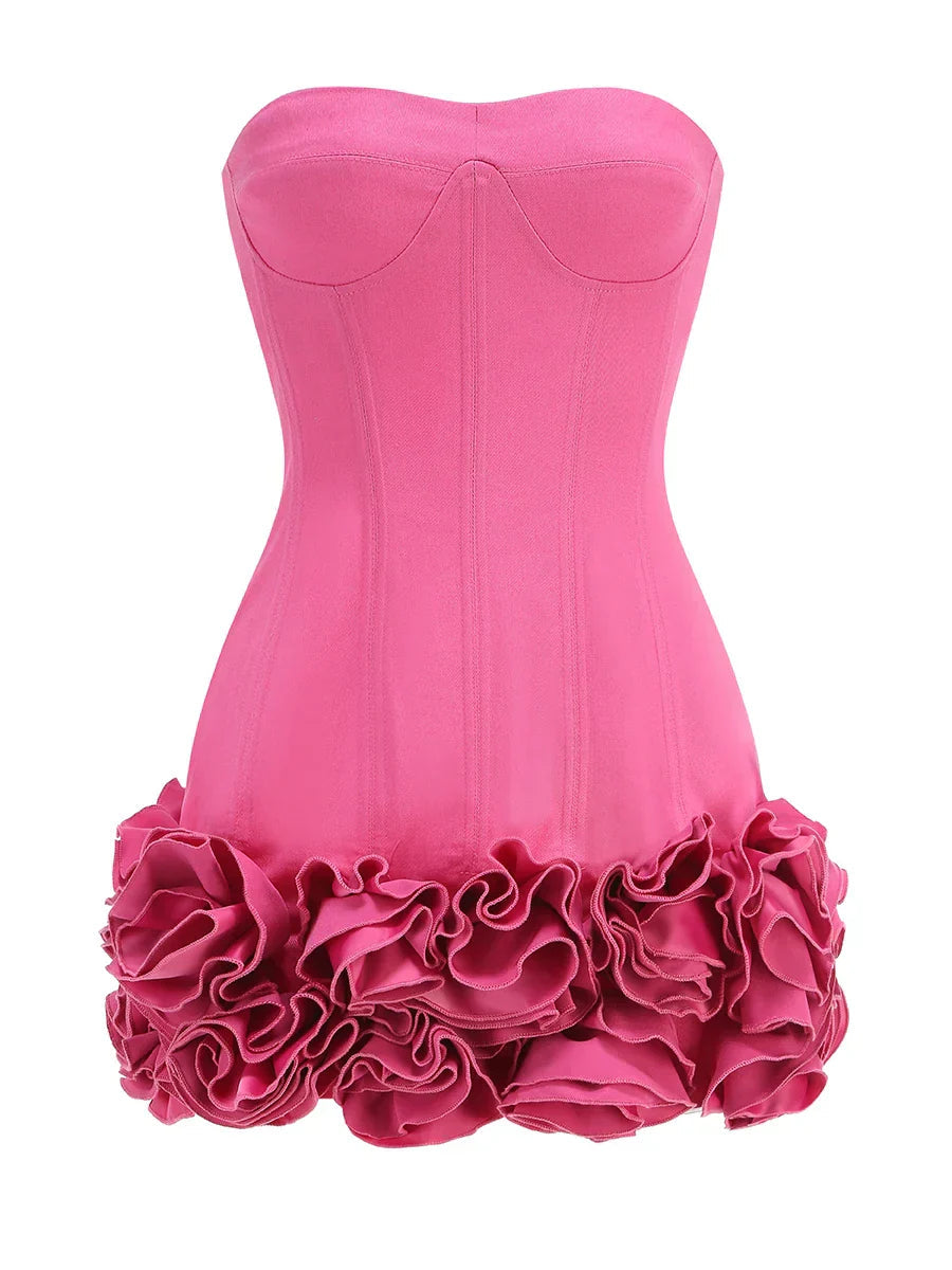 Red Flower Strapless Luxury Party Dress Mssaz Desses