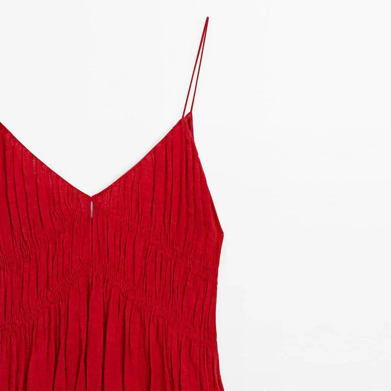 Sling A-line Sleeveless Deep V-neck Dress Mssaz Desses
