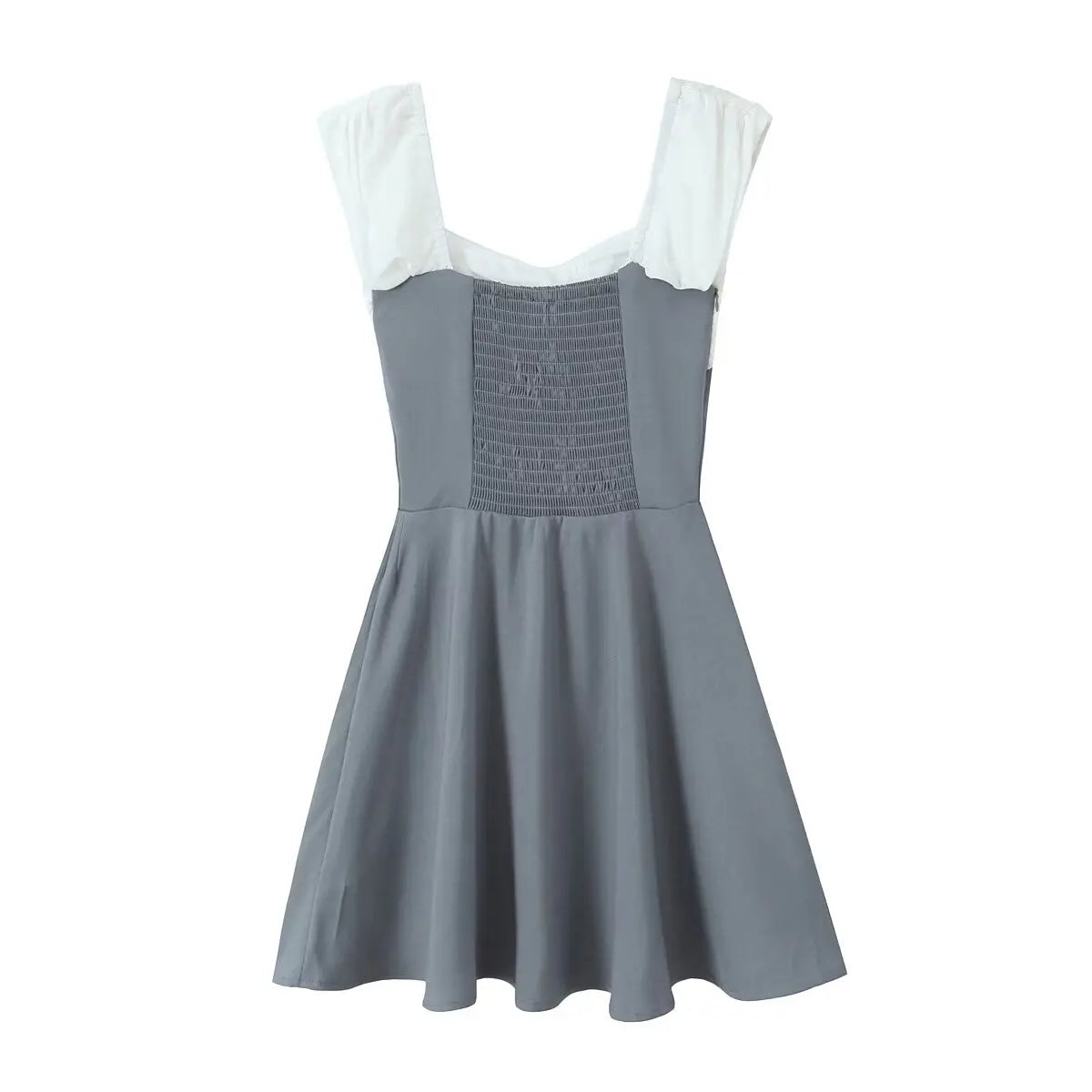 Contrast Slash Shoulder Elastic Back Mini Dress Mssaz Desses