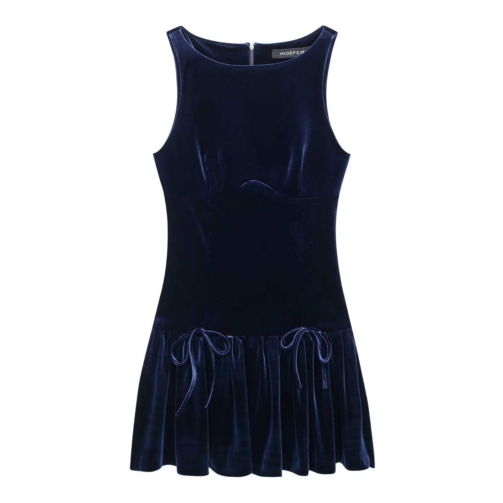 Bow Crew Neck Sleeveless Mini Dress Mssaz Desses