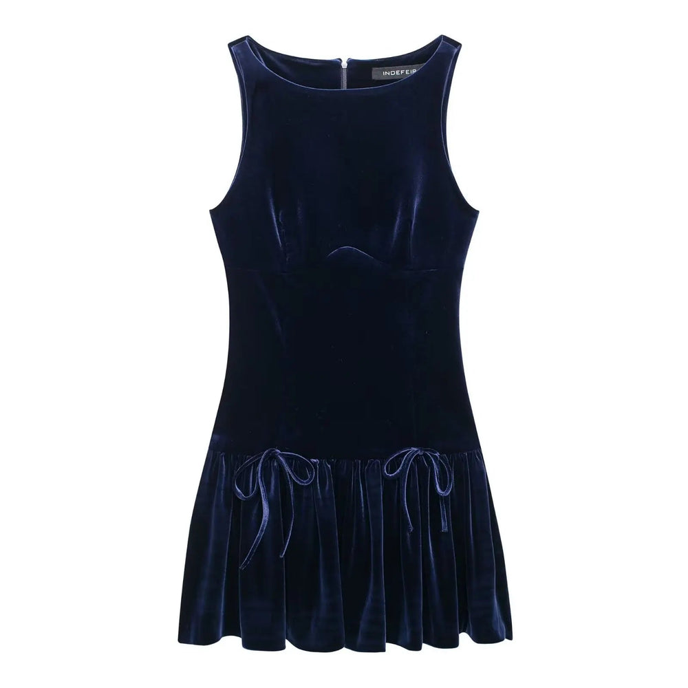 Bow Crew Neck Sleeveless Mini Dress Mssaz Desses