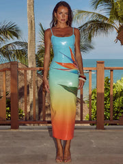Floral Sequin Maxi Dress with Spaghetti Straps Mssaz Desses