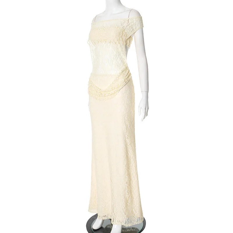 Lace Hollow Out Sleeveless Bodycon Maxi Dress Mssaz Desses