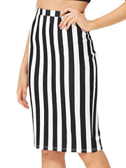 Striped Printed casual High Waist Elastic Pencil Skirts Mssza