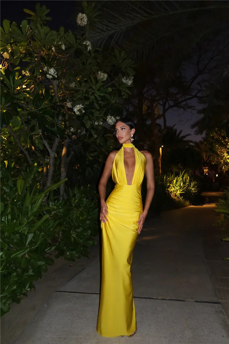 Halter Neck Maxi Dress Mssaz Desses