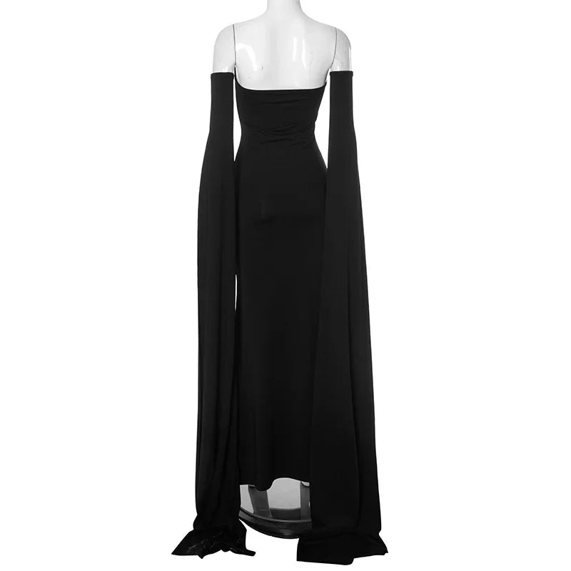 Strapless Extra-long Flare Sleeves Dress Mssaz Desses