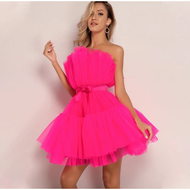 Off Shoulder Mesh Tutu Dress Bodycon Lace Short Dress Mssaz Desses
