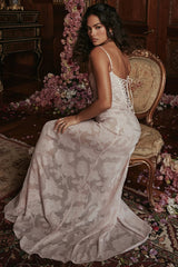 Long Sleeve Formal Deep V-Neck Evening Prom Gown Mssaz Desses
