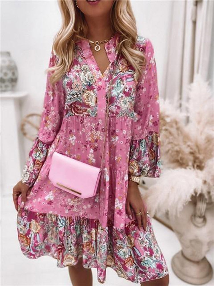 Elegant Pleated Long Sleeve Casual Dresses Mssaz Desses