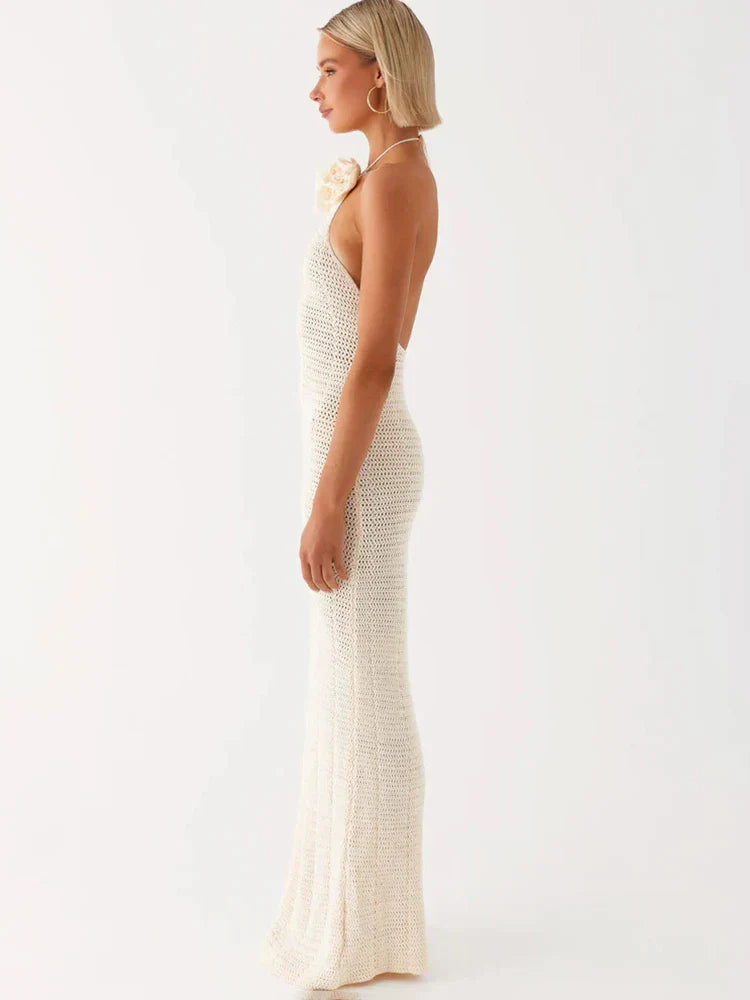 Knitted Crochet Slim Halter Beachwear Cover-Up Dress Mssaz Desses