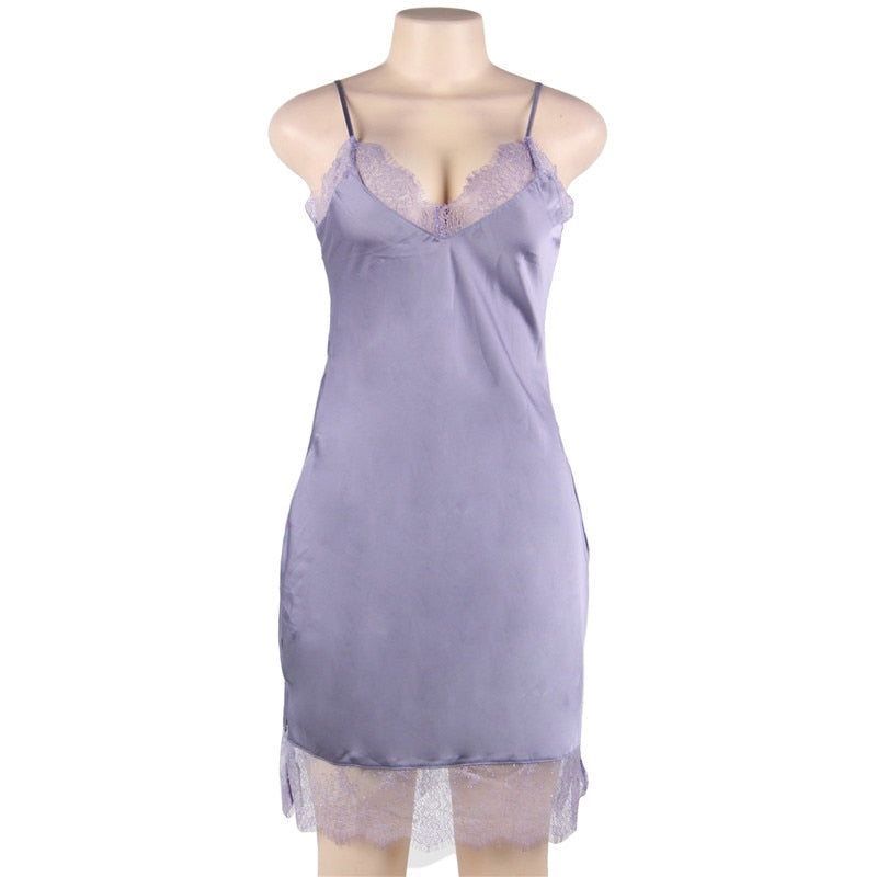 Plus Size 7XL Clothing Satin Silk Dress Ladies Night wear V-neck Pajamas Mssaz Desses