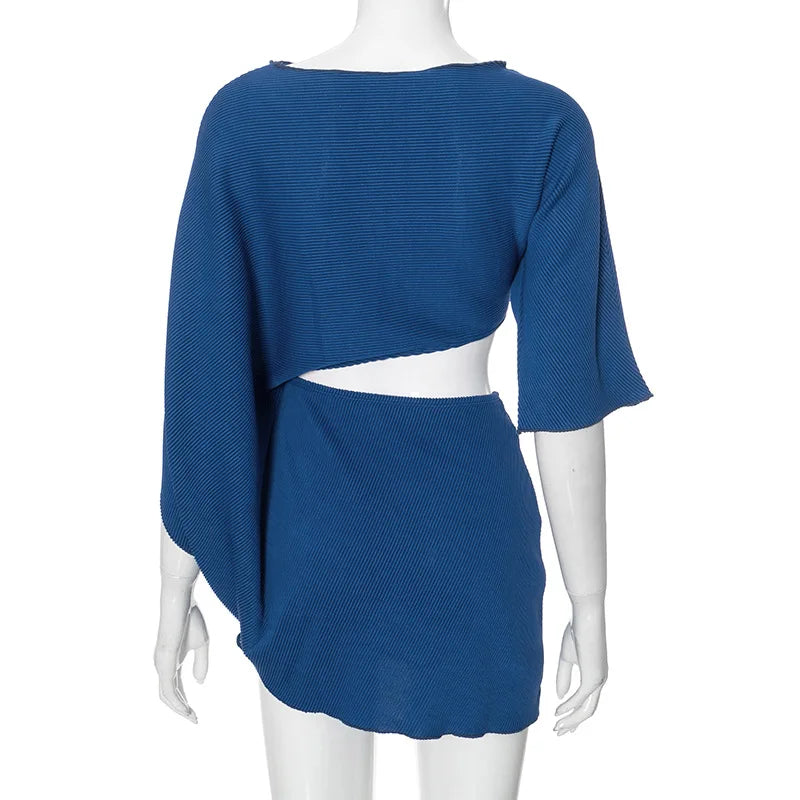 Cutout Mini Dress Short Sleeve & Loose Fit Mssaz Desses