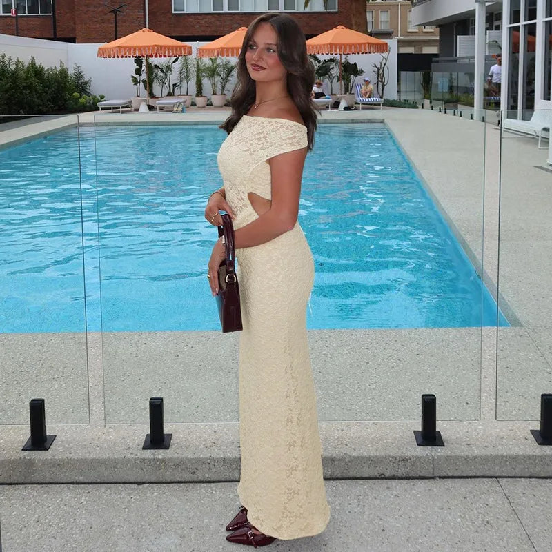 Lace Hollow Out Sleeveless Bodycon Maxi Dress Mssaz Desses