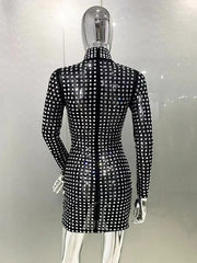 Diamond Crystal Long Sleeved Mini Dress Mssaz Desses