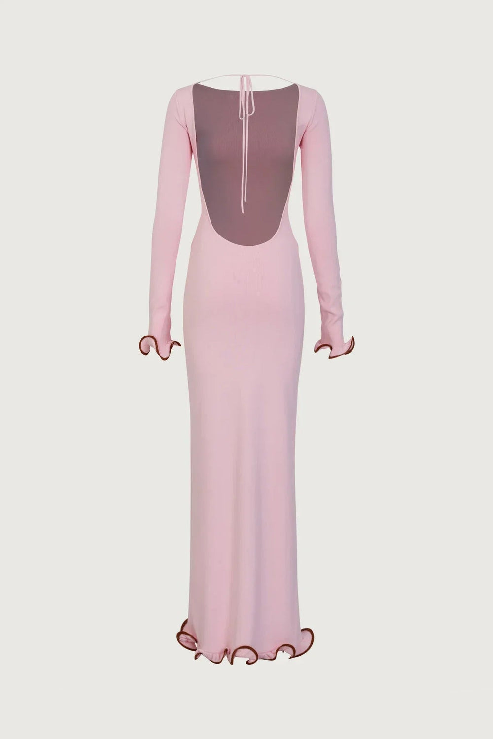 Knit Midi Dress with Ruffle Trim Mssaz Desses