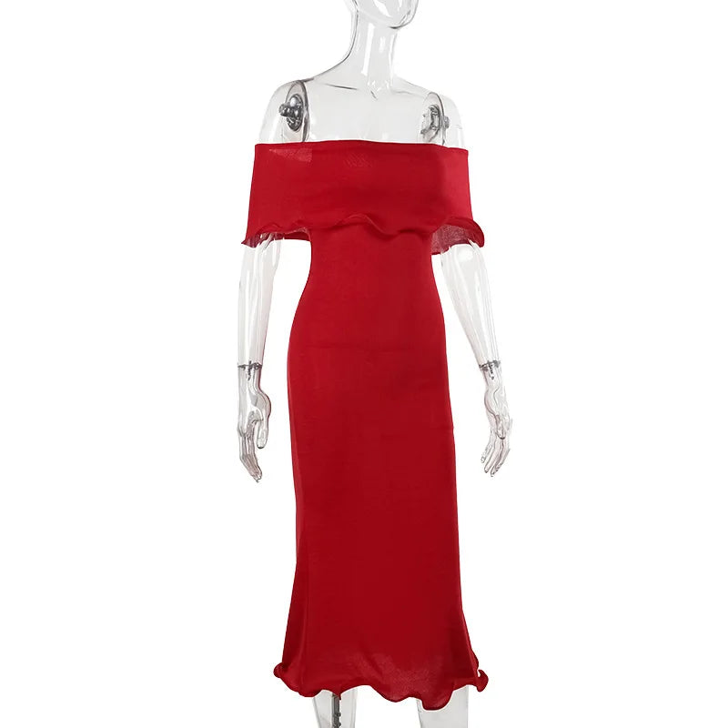 Ruffled Backless Midi Party Dress Mssaz Desses