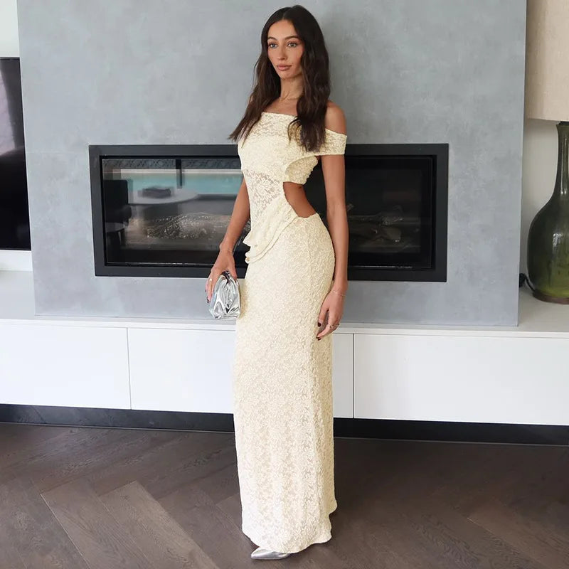 Lace Hollow Out Sleeveless Bodycon Maxi Dress Mssaz Desses