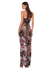 Sequin Floral Strapless Maxi Dress Mssaz Desses