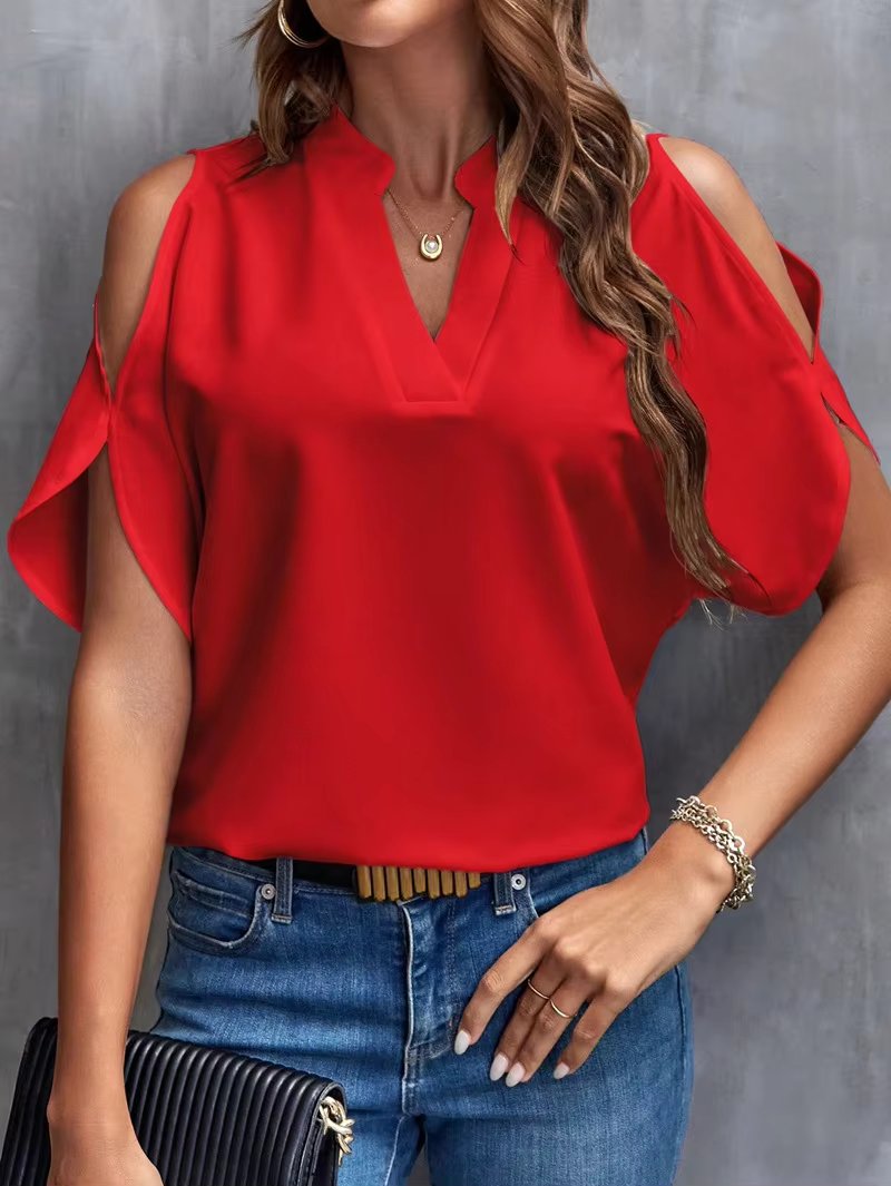 Elegant Off Shoulder Trend Loose Short Sleeve Shirts Tops Mssza