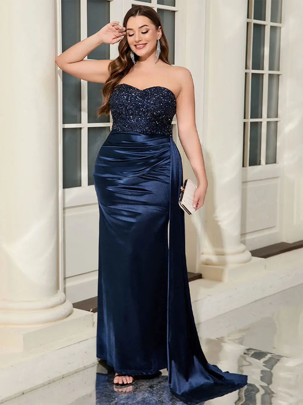 Glitter Patchwork Ankle Length Dress Mssaz Desses
