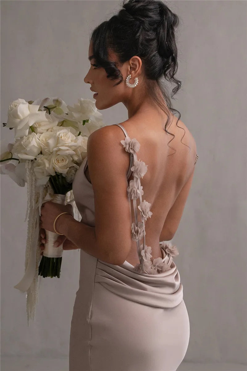 Floral Draped Open Back Spaghetti Strap Maxi Dress Mssaz Desses
