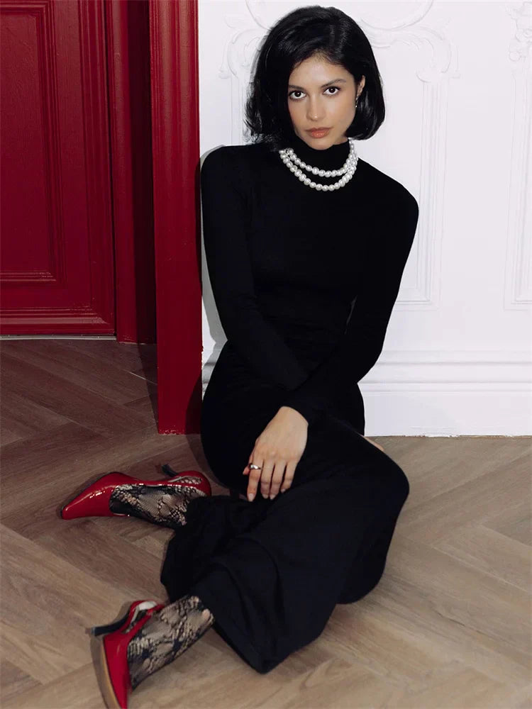 Turtleneck Maxi Dress Mssaz Desses