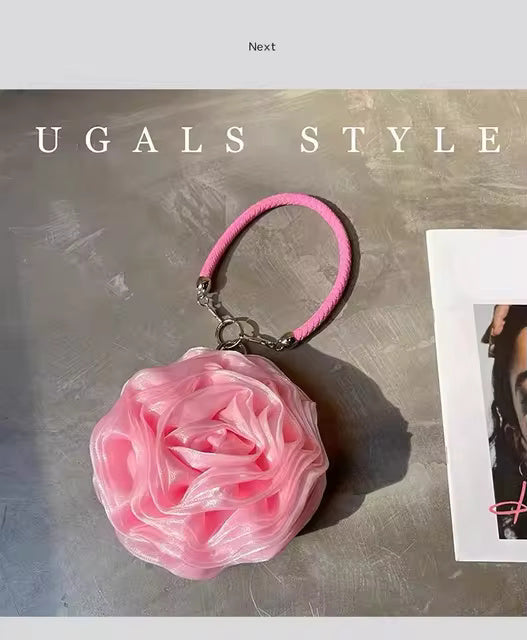 Silk Satin Rose Flower Clutch Purse Mssza