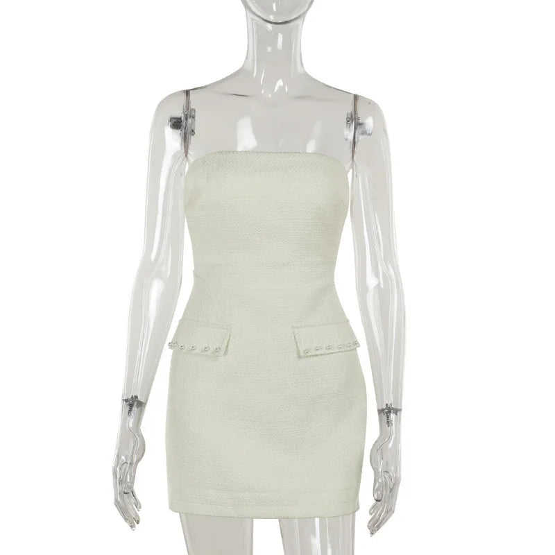 Pearl Long Sleeve Coat And Mini Strapless Dress Sets Mssaz Desses
