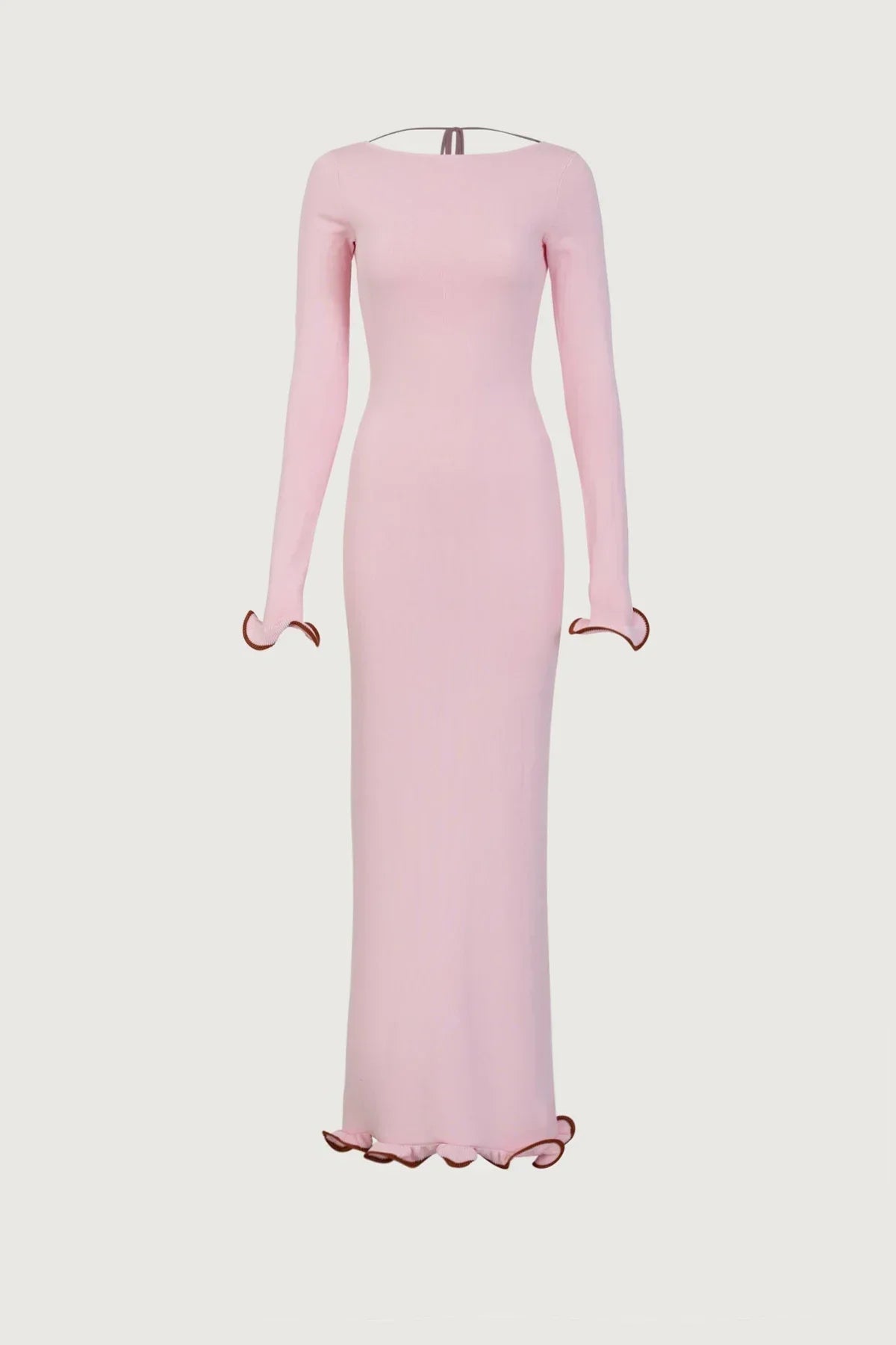 Knit Midi Dress with Ruffle Trim Mssaz Desses
