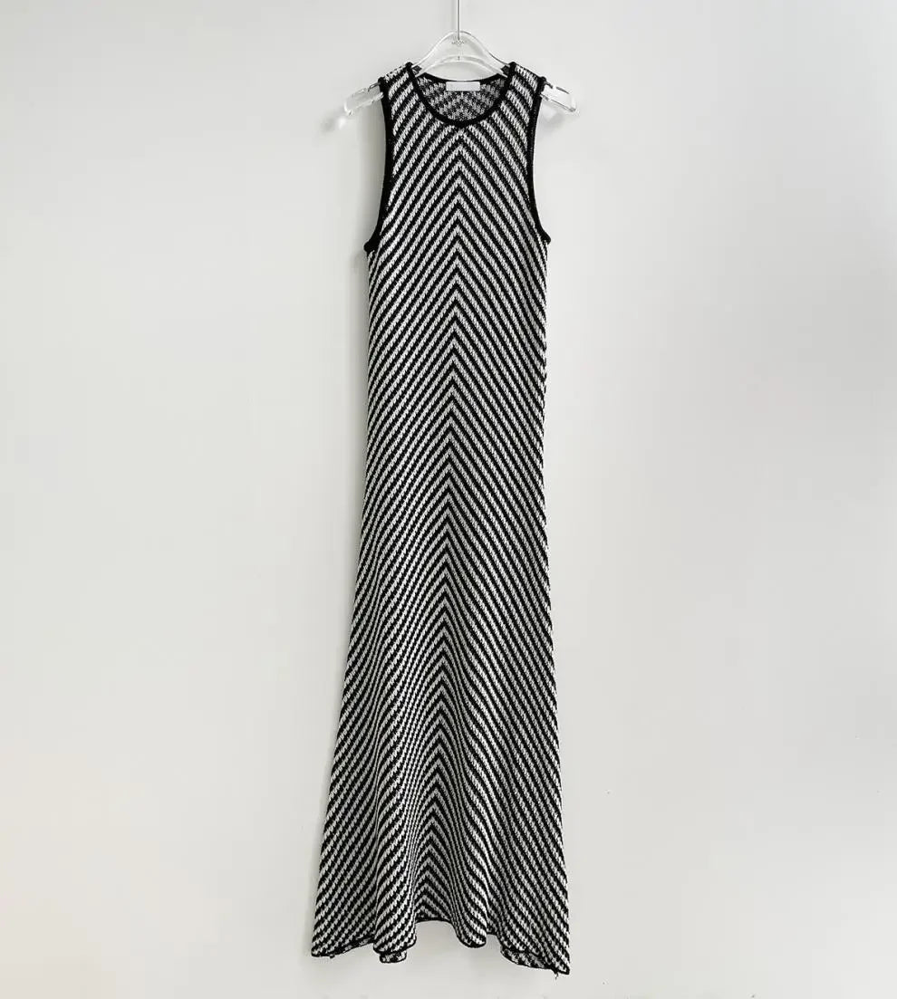 Striped Ribbed Midi Dress Mssaz Desses