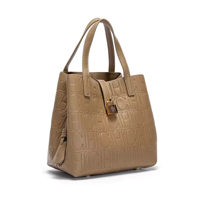Retro Craft Letter Printed Metal Accessories Large Capacity Handbag Mssza