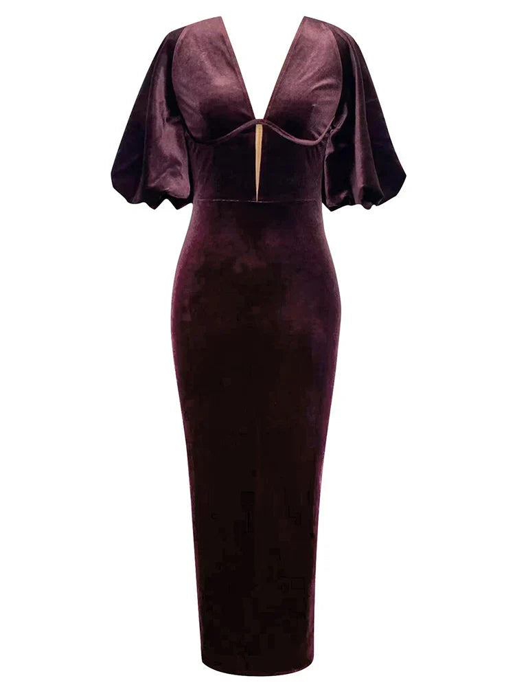 Backless Puff Lantern Sleeve Maxi Dress Mssaz Desses