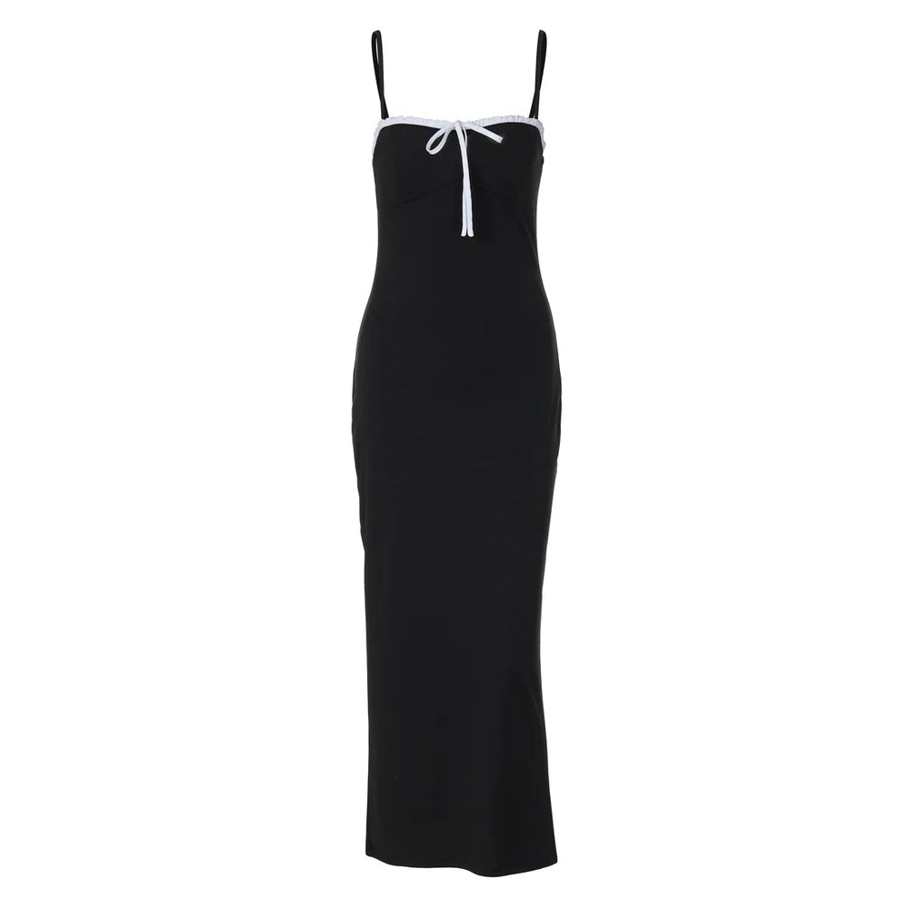 Open Back Lace Patchwork Black Maxi Dress Mssaz Desses