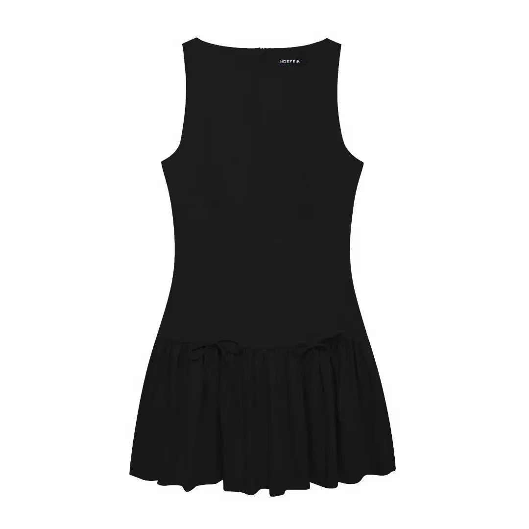 Bow Crew Neck Sleeveless Mini Dress Mssaz Desses