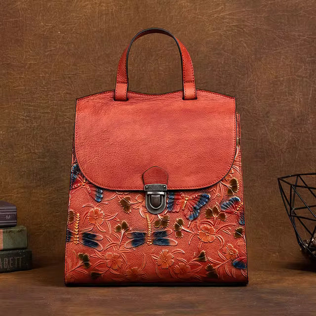 Casual Retro Cowhide Soft Leather Backpack Mssza